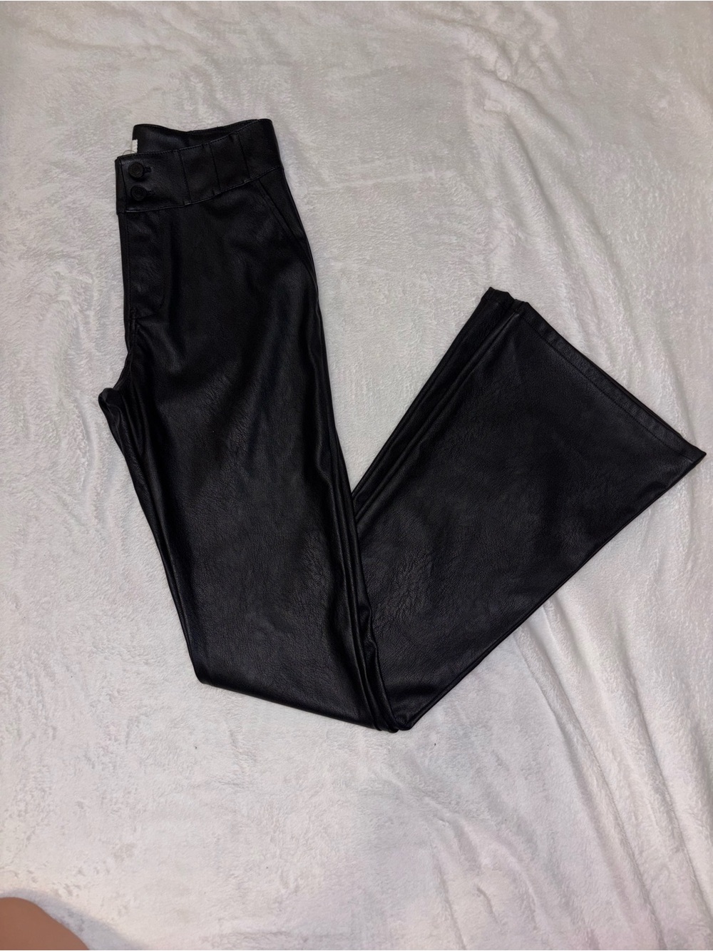 Kensie Black Faux Leather Flare Jeans